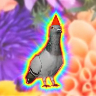 Spinning Partyhat Pigeon logo